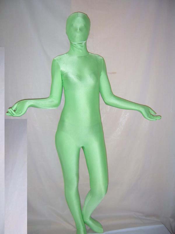 Unicolor Green Spandex Lycra Unisex Zentai Suit